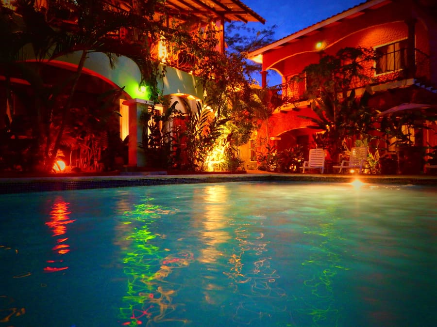 Outdoor pool, pool loungers