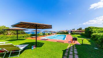 Outdoor pool, open 7:30 AM to 7:30 PM, pool umbrellas, pool loungers