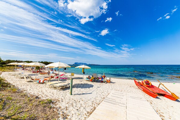 Private beach, sun-loungers, beach umbrellas, beach bar