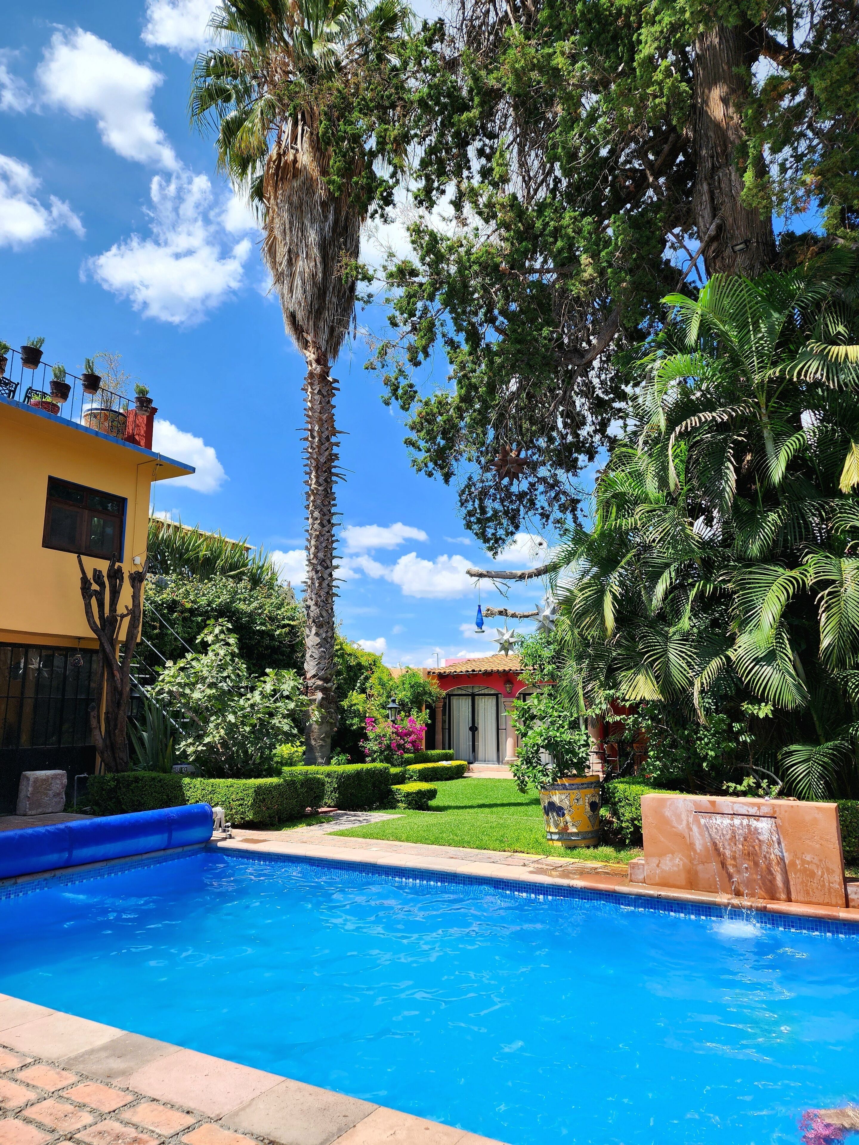 outdoor pool, open 9:00 am to 9:00 pm, pool umbrellas, pool loungers