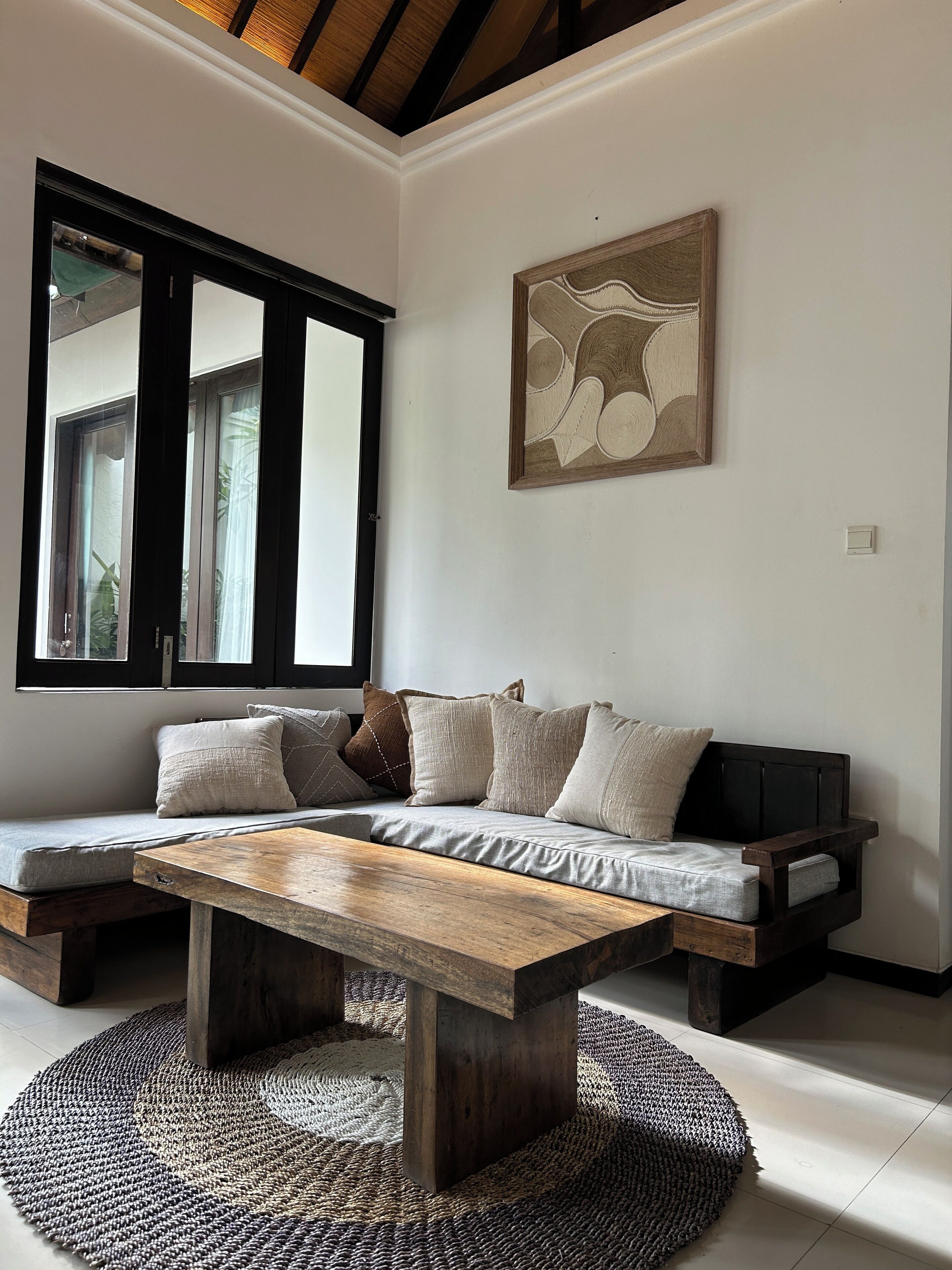 two-bed room garden villa(g1) | living area | 32-inch lcd tv with satellite channels, tv, dvd player