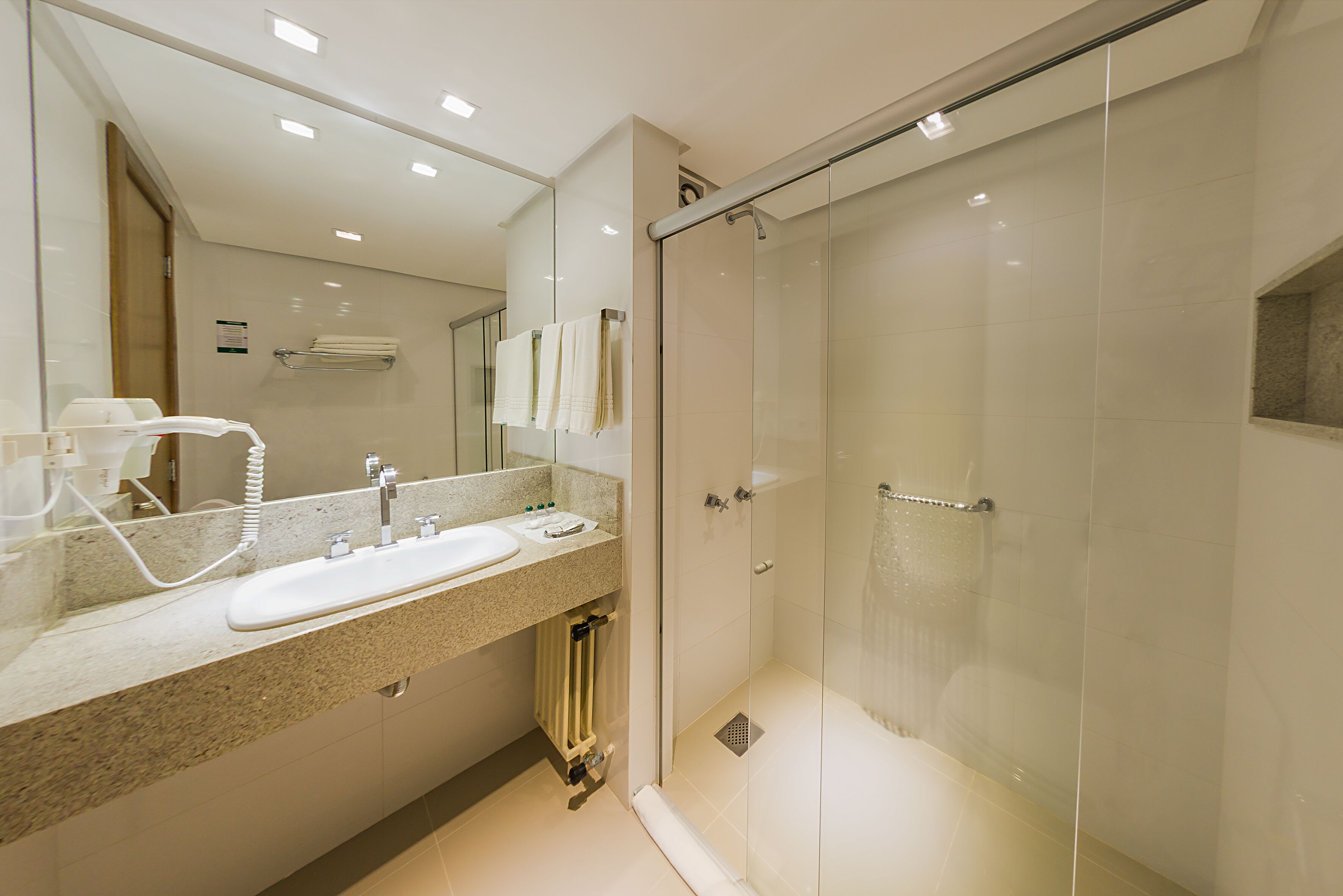 luxury apartment | bathroom | shower, rainfall showerhead, hair dryer, bidet