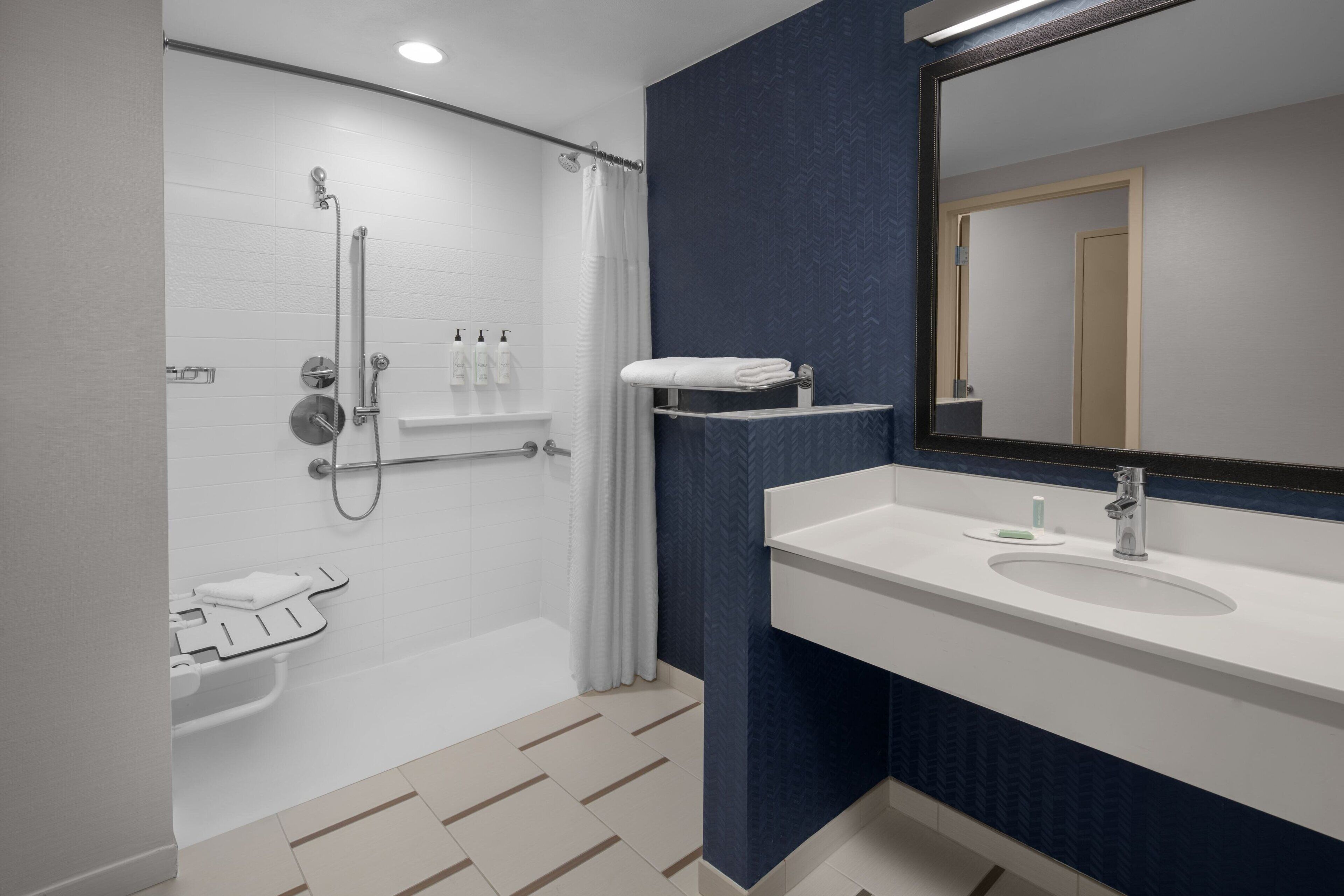 free toiletries, hair dryer, towels