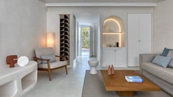 Two Bedroom Maisonette, Private Pool, 2 King | Living room | LCD TV