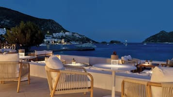 Dinner served, Italian cuisine, beach views