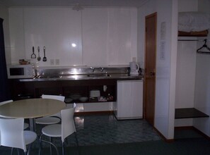 Fridge, microwave, coffee/tea maker, electric kettle