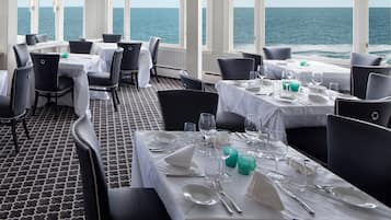 Dinner served, seafood, ocean views