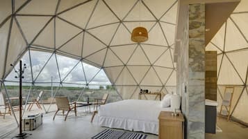 Tenda Luxury (Domo Glamping) | Biancheria da letto di alta qualità, copriletto in piuma