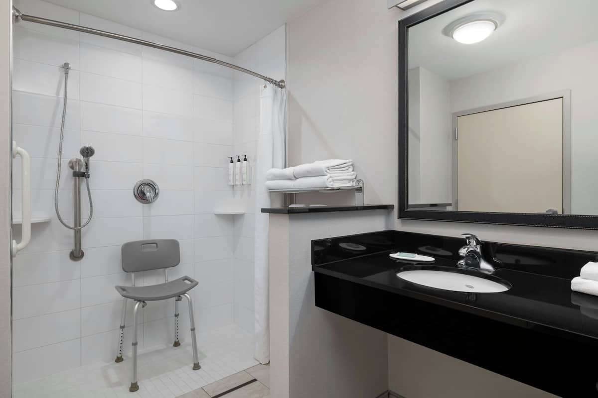 free toiletries, hair dryer, towels, soap