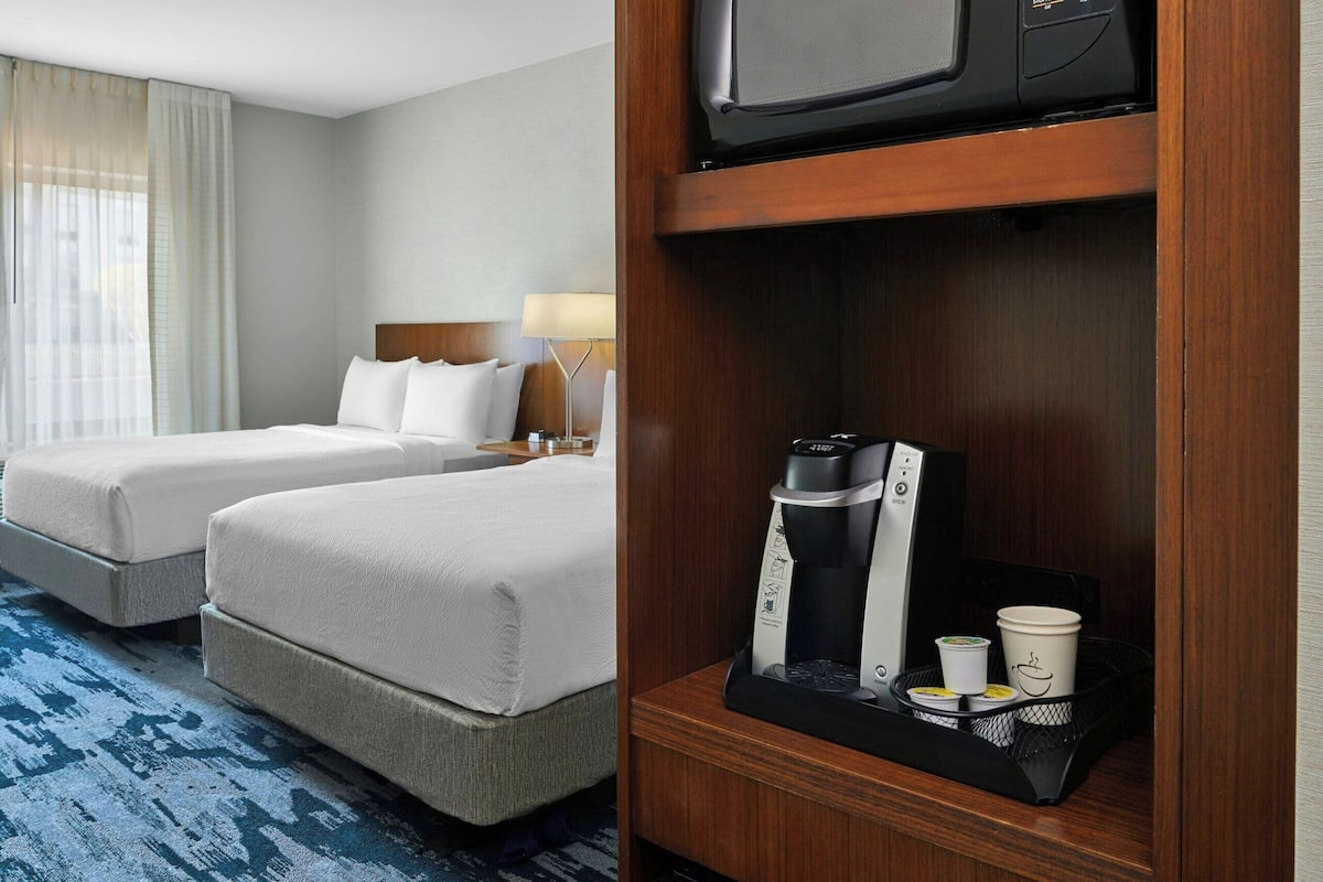 room, 2 queen beds | desk, blackout curtains, iron/ironing board, free wifi