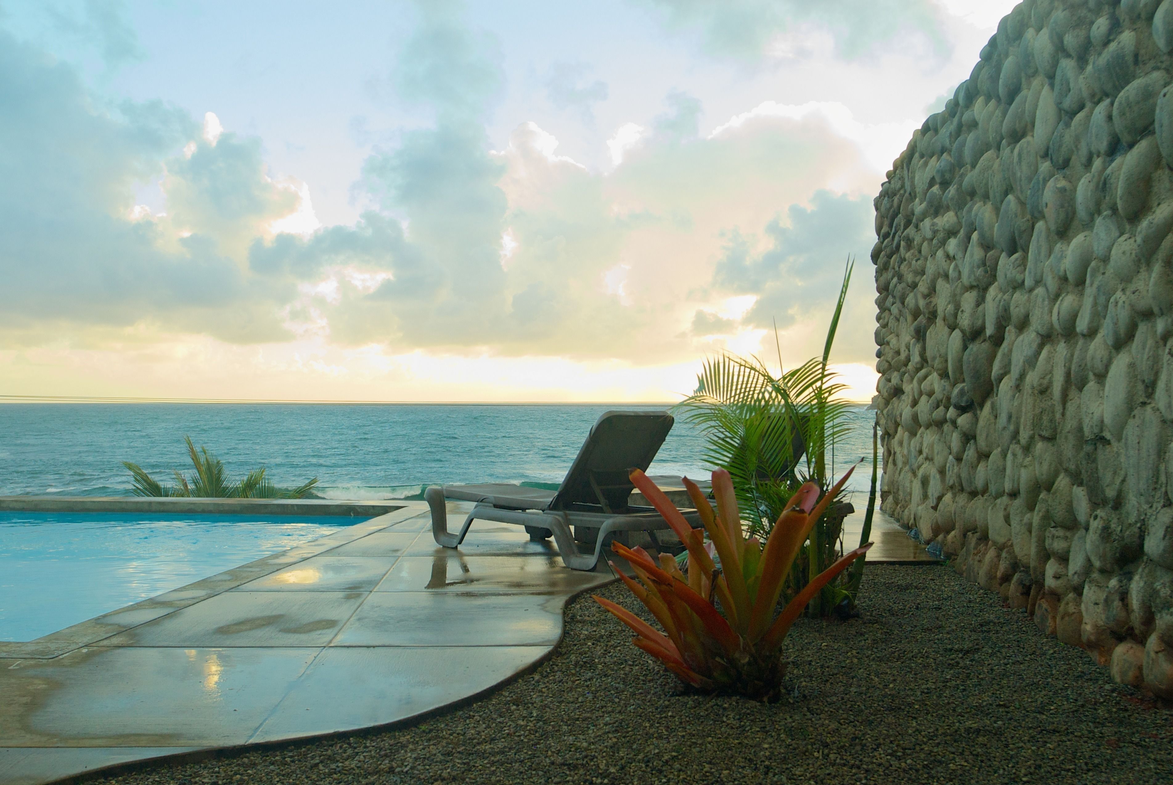 outdoor pool, pool umbrellas, pool loungers