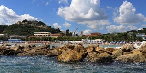 Private beach, white sand, sun-loungers, beach umbrellas
