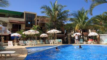 Outdoor pool, open 9:00 AM to 10:30 PM, pool umbrellas, sun loungers