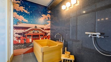 Room | Bathroom | Separate tub and shower, hair dryer, slippers, towels