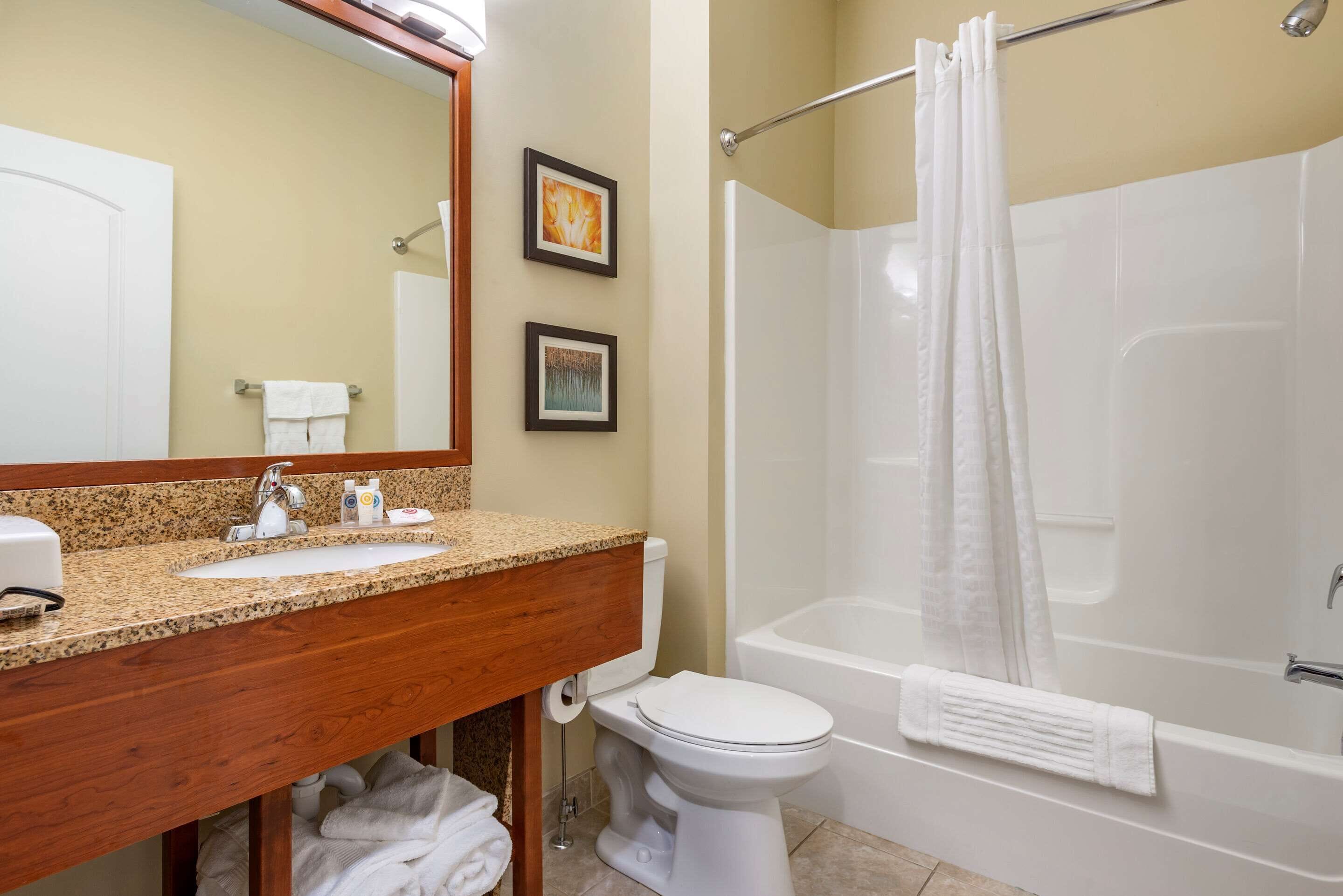 standard room, 2 queen beds, non smoking | bathroom | combined shower/bathtub, free toiletries, hair dryer, towels