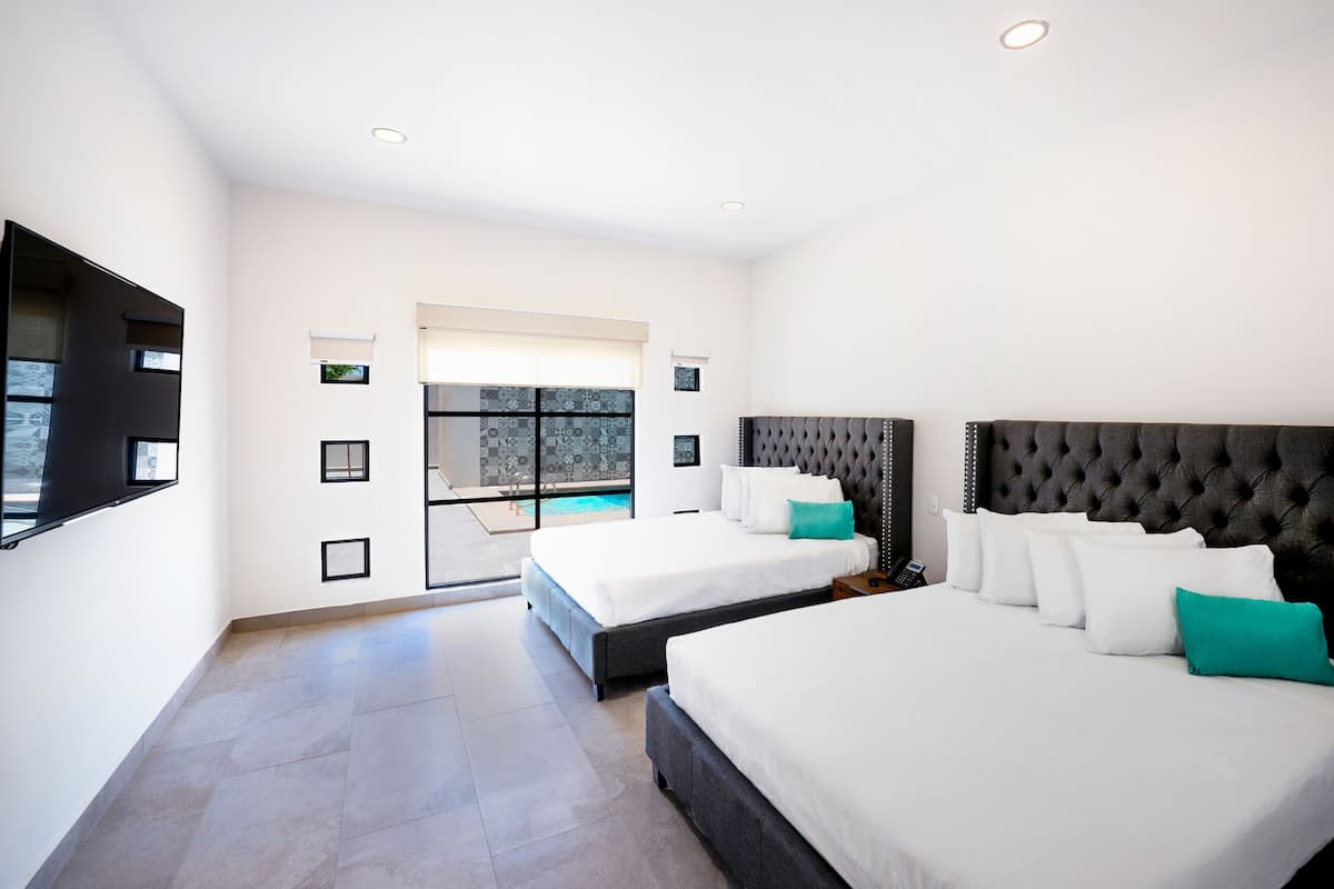 Premium bedding, down comforters, pillowtop beds, individually decorated