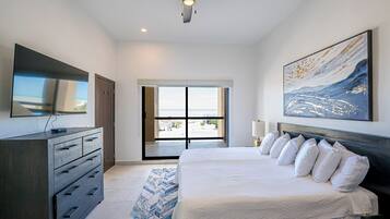 Condo familiar, 3 habitaciones, balcón, vista al mar | Ropa de cama de alta calidad, edredón y camas con pillow-top