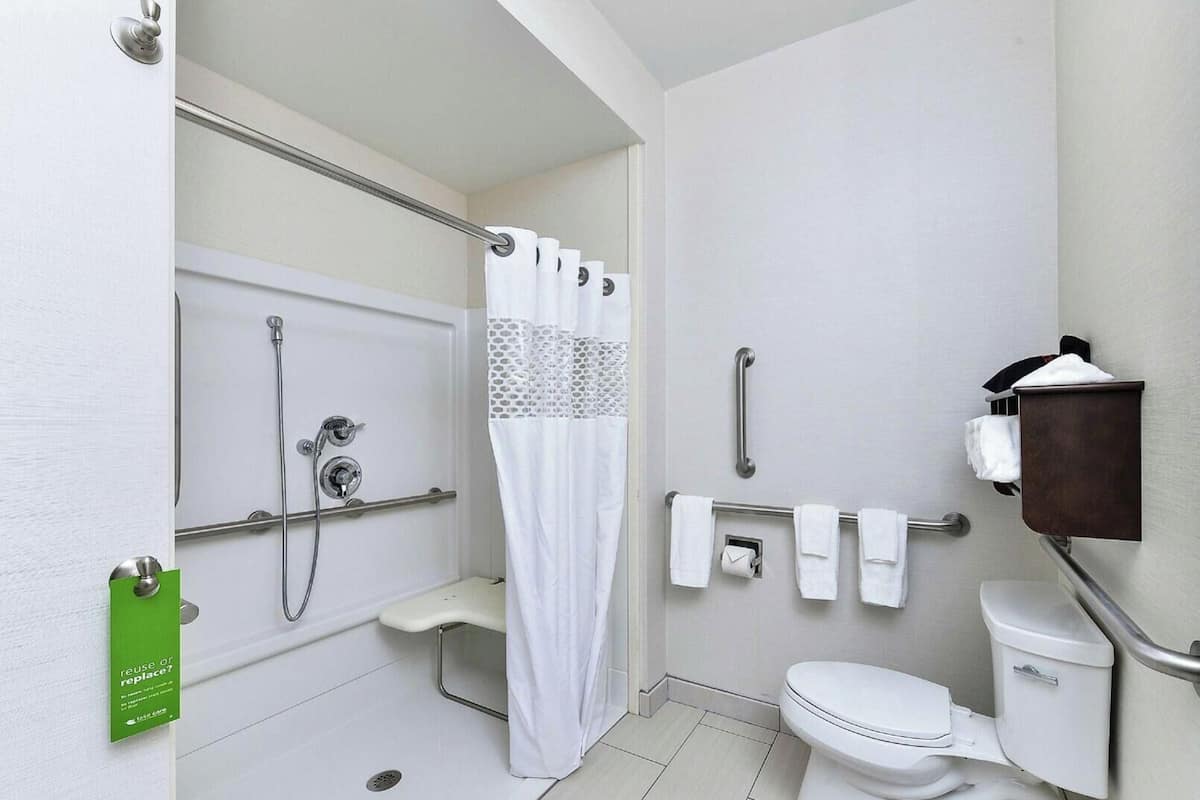 Bathroom | Combined shower/tub, free toiletries, hair dryer, towels