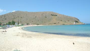 Beach nearby, sun-loungers, beach umbrellas