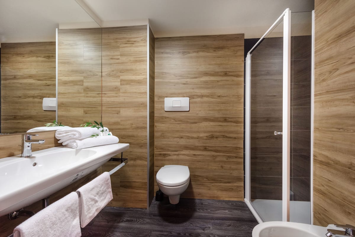 Gratis toiletartikelen, een haardroger, een bidet, handdoeken