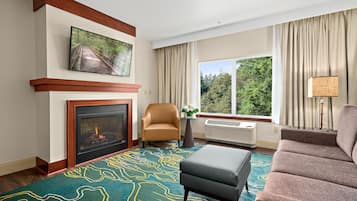 43-tommers fladskærms-tv med kabelkanaler, tv