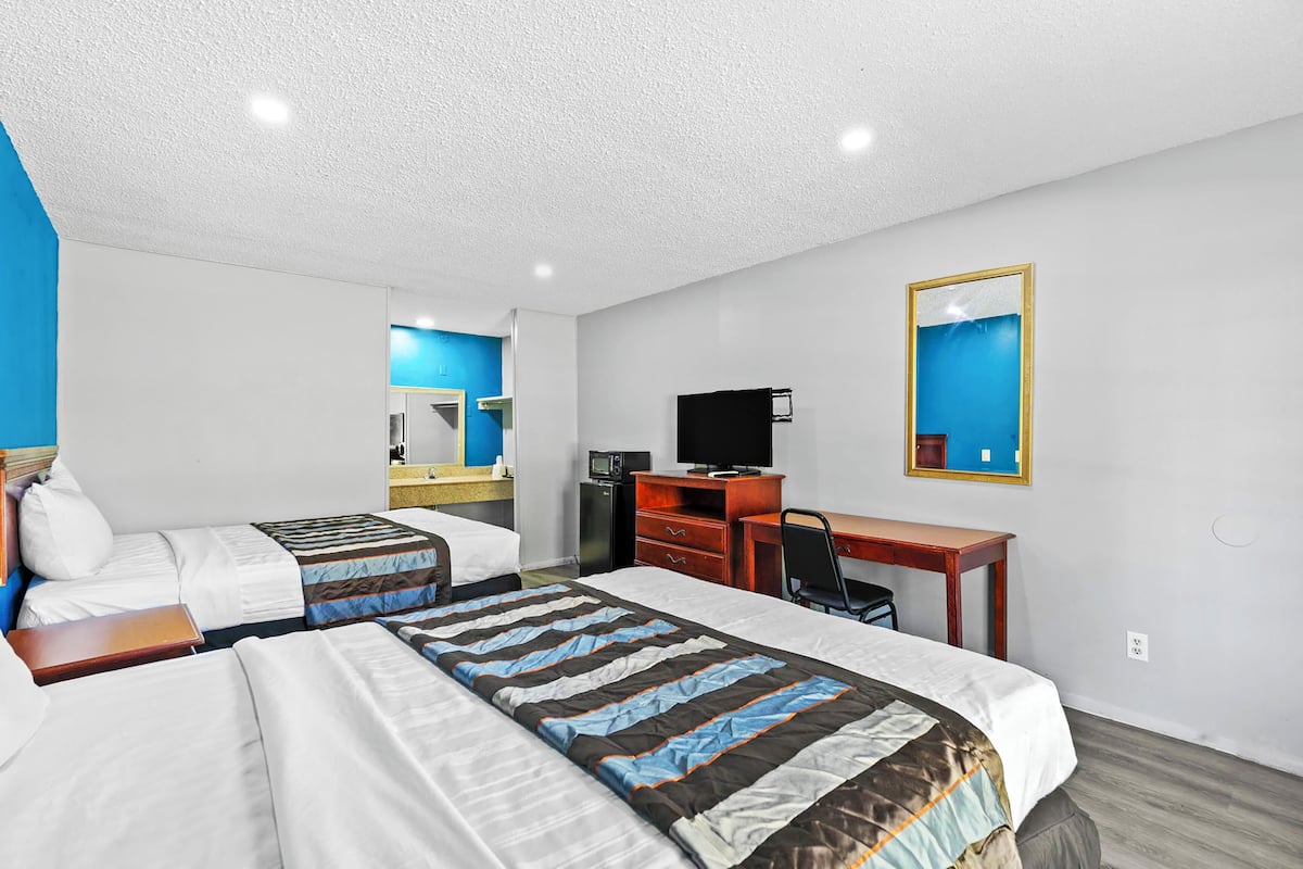 Room, 2 Queen Beds, Non Smoking | Desk, iron/ironing board (on request), free WiFi, bed sheets