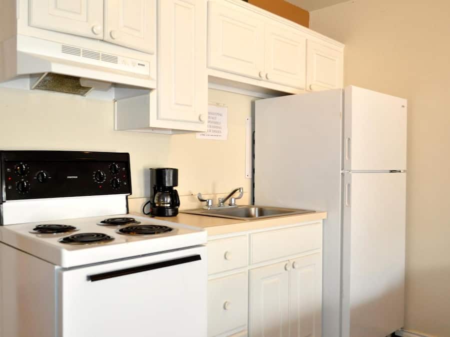 Mini-fridge, microwave, coffee/tea maker