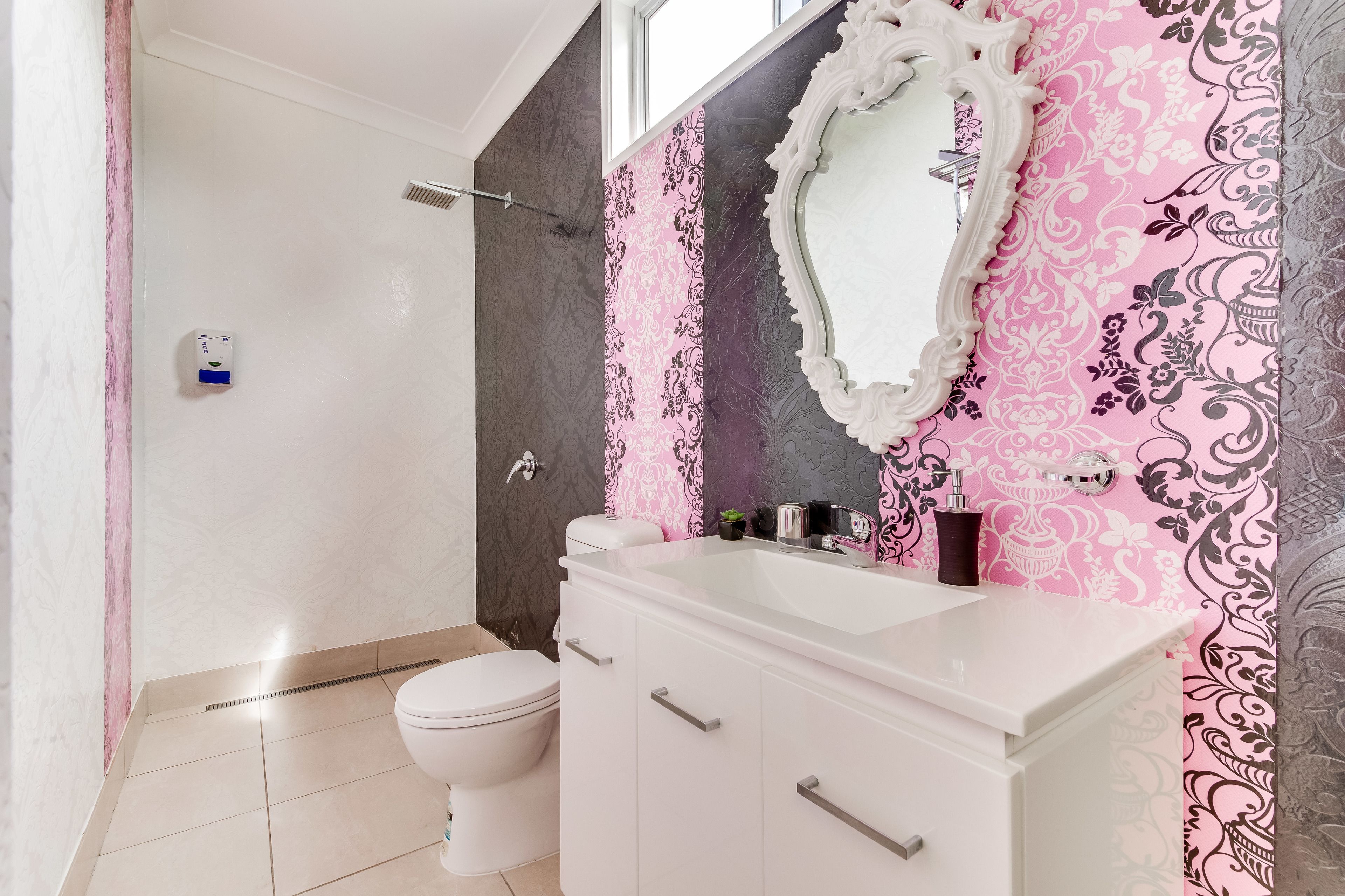 group or family room with ensuite | bathroom | shower, rainfall showerhead, hair dryer, towels