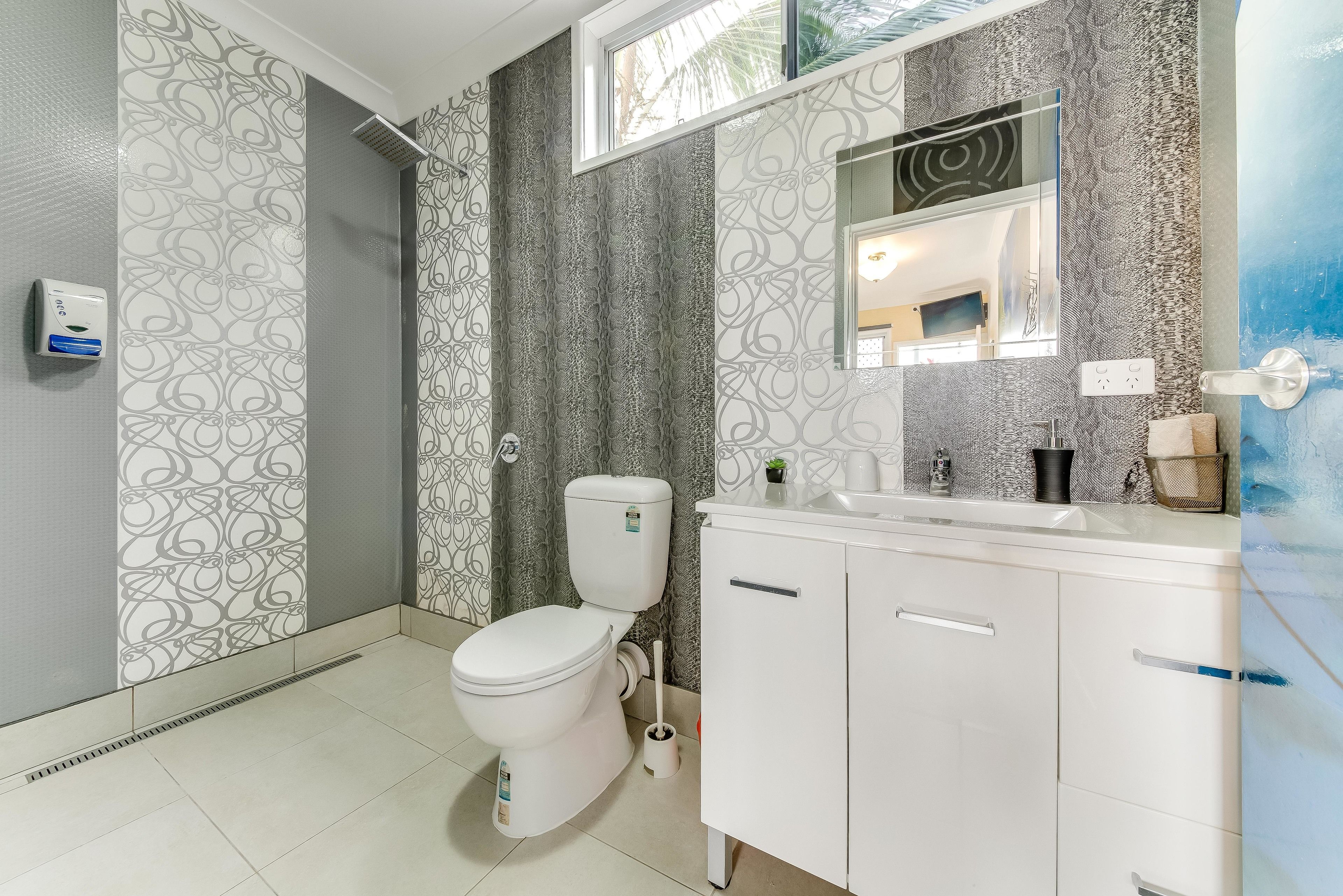 double room with ensuite | bathroom | shower, rainfall showerhead, hair dryer, towels