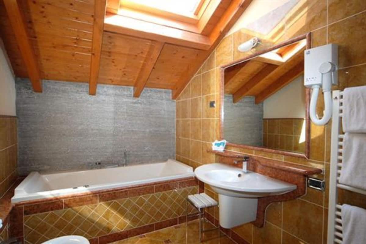 suite | bathroom | shower, hair dryer, bidet, towels