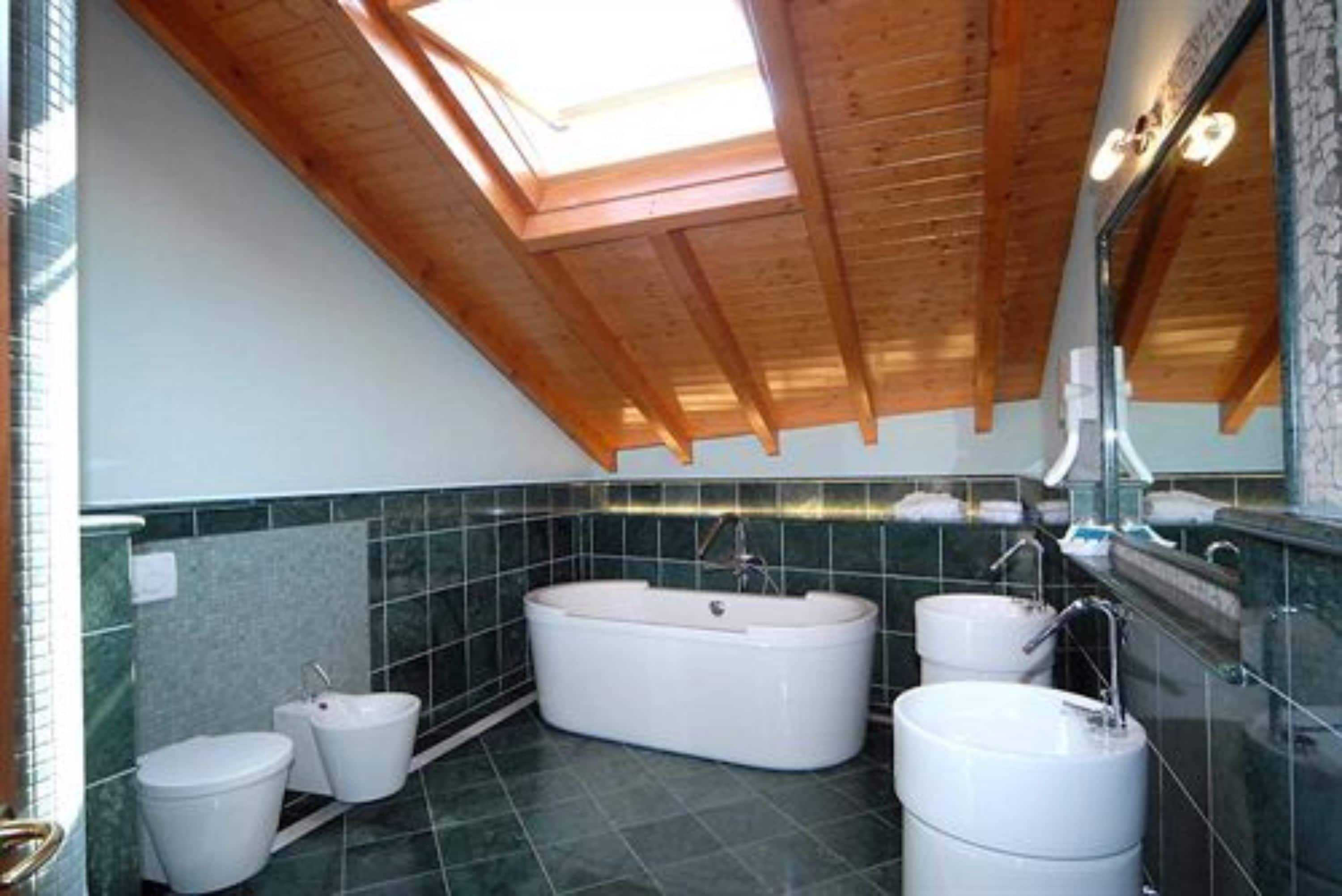 suite | bathroom | shower, hair dryer, bidet, towels