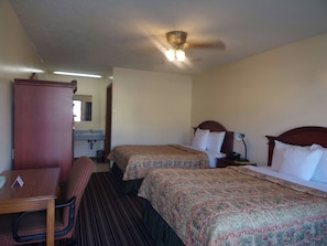 Standard Room, 2 Queen Beds, Non Smoking | Desk, free WiFi, bed sheets - Huggy Bear Motel (Warren)
