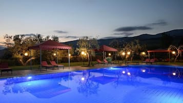 Outdoor pool, open 8:00 AM to 8:00 PM, pool umbrellas, pool loungers