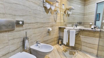 Shower, free toiletries, hair dryer, bathrobes