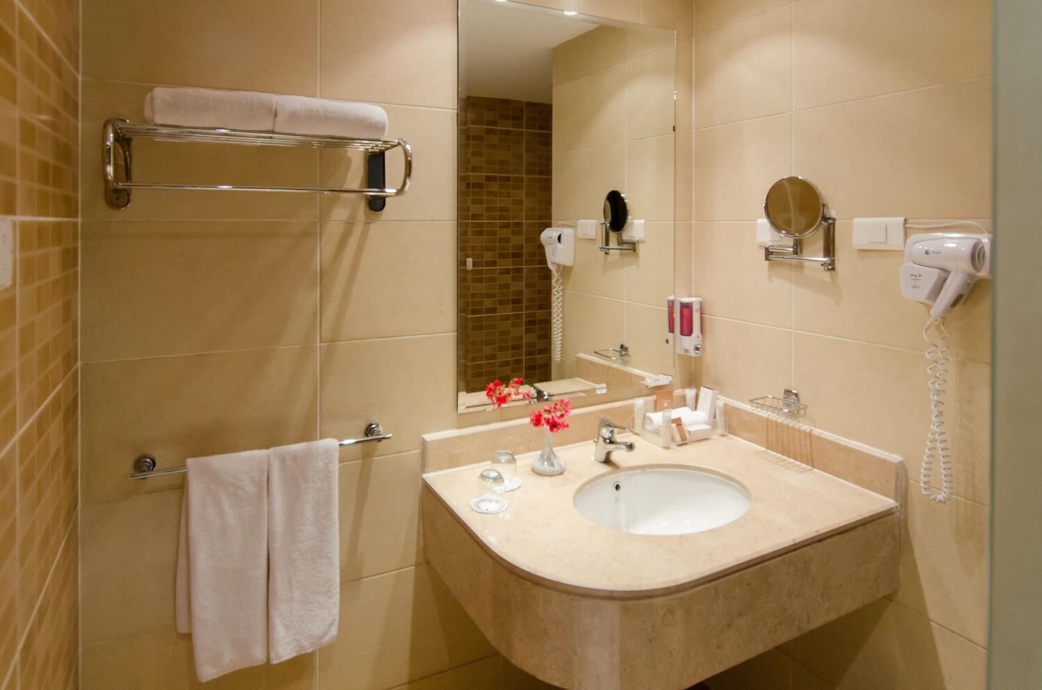 Bathroom | Shower, free toiletries, hair dryer, towels