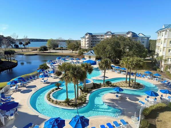 Indoor pool, 2 outdoor pools, pool umbrellas, sun loungers