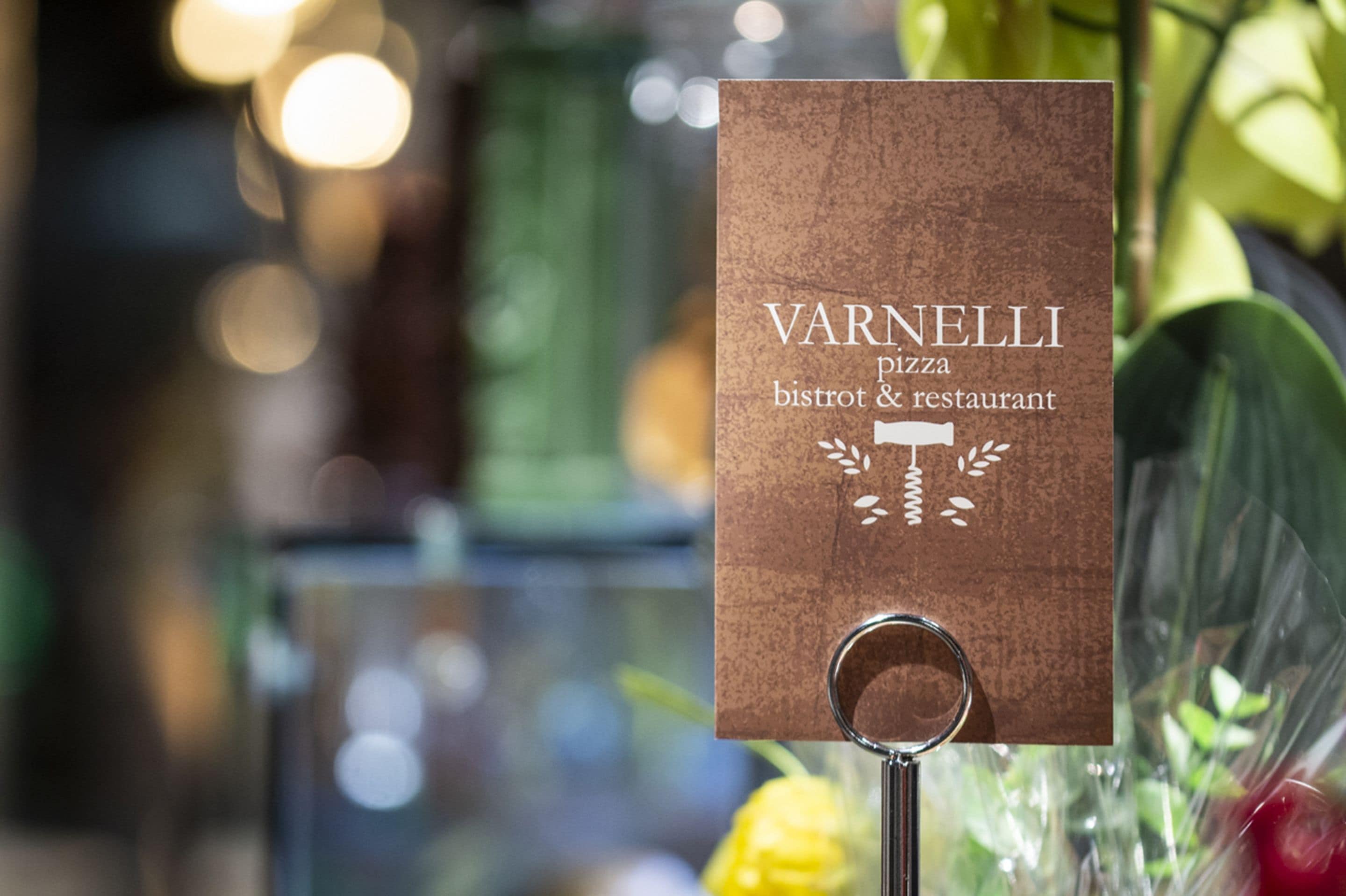 A sign for Varnelli pizza, bistro, and restaurant.