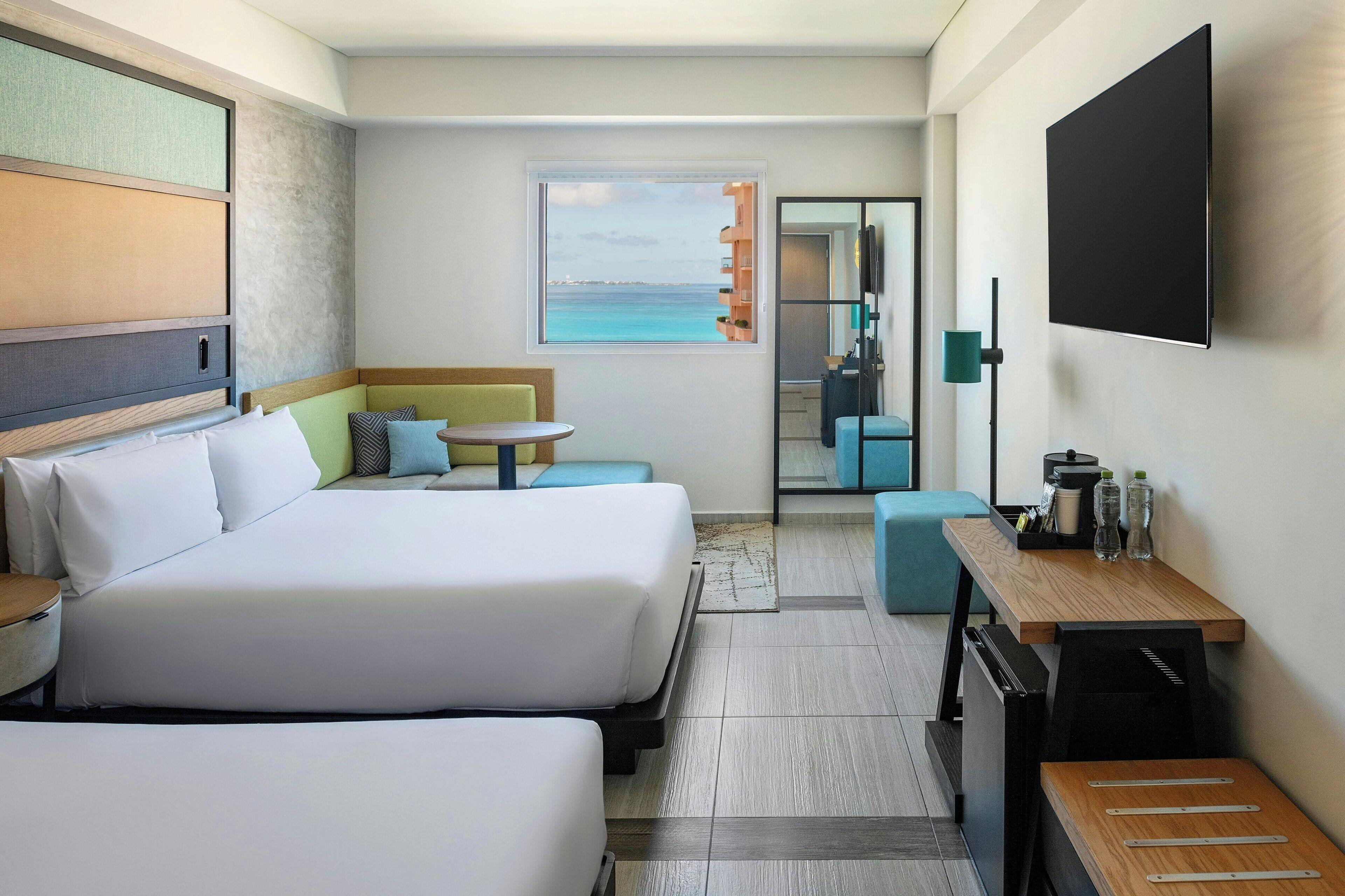 aloft, room, 2 queen beds | 1 bedroom, minibar, in-room safe, desk