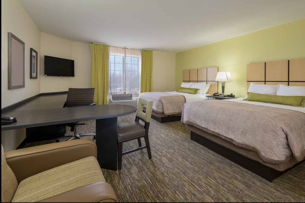 1 bedroom, desk, blackout drapes, iron/ironing board
