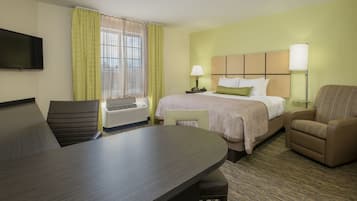 1 bedroom, desk, blackout drapes, iron/ironing board