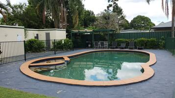 Outdoor pool, sun loungers