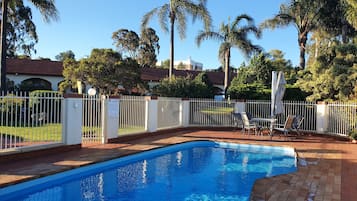 Outdoor pool, pool loungers