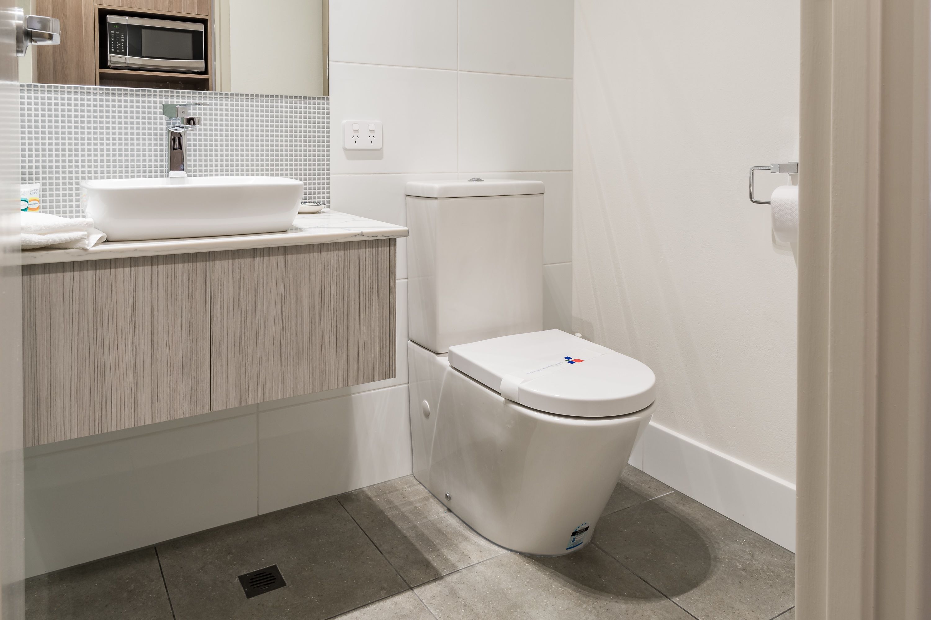 free toiletries, hair dryer, towels