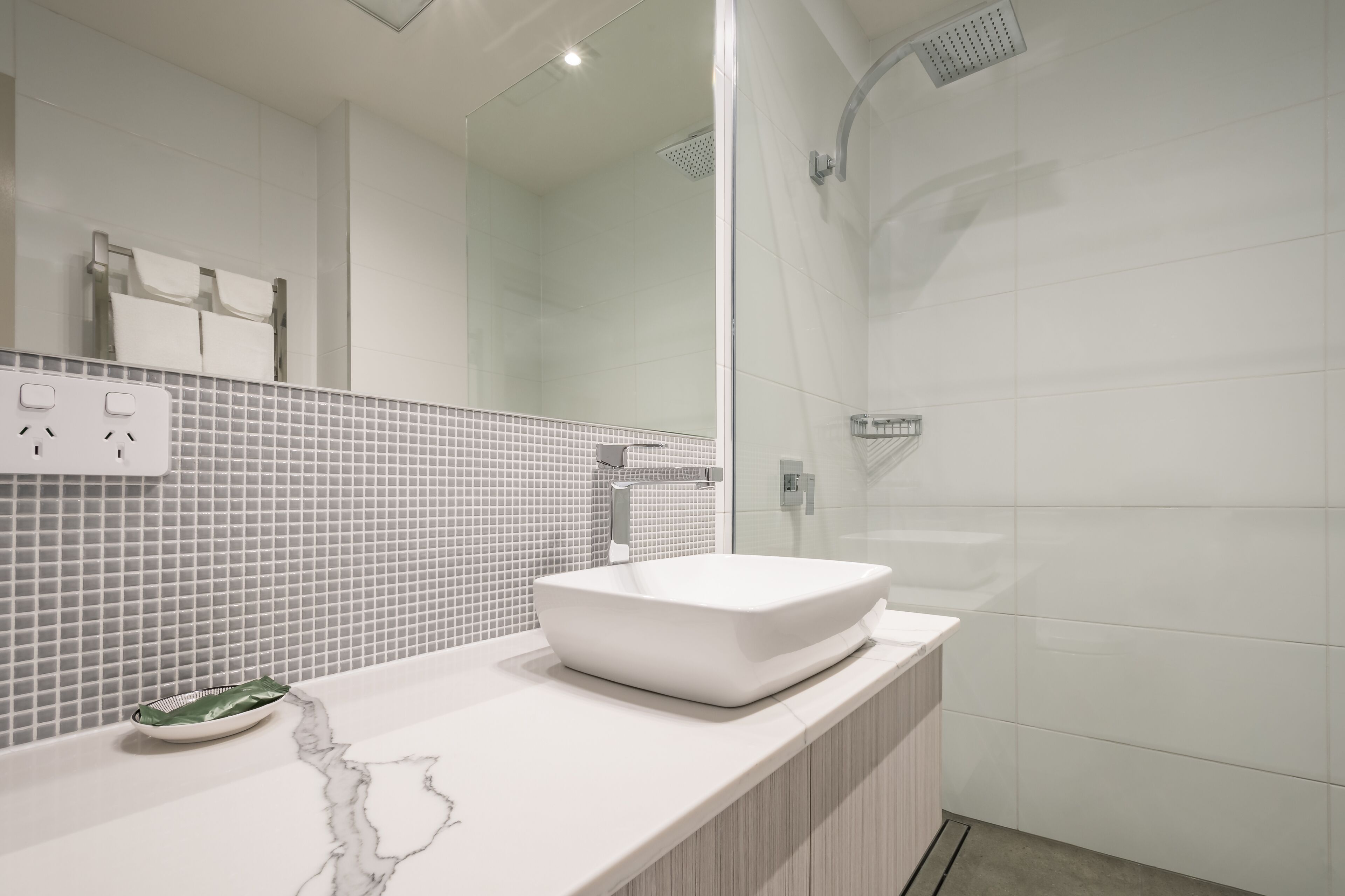 free toiletries, hair dryer, towels