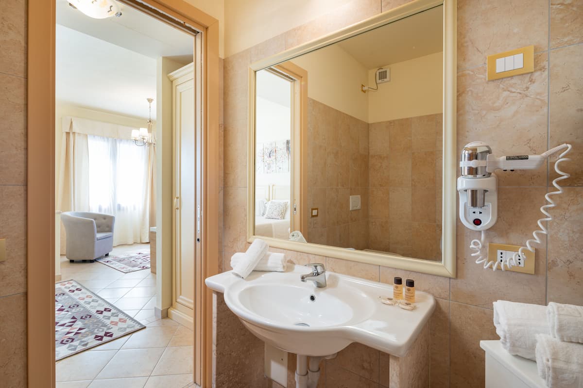 suite, 1 king bed, hot tub, city view | bathroom | shower, free toiletries, hair dryer, bidet