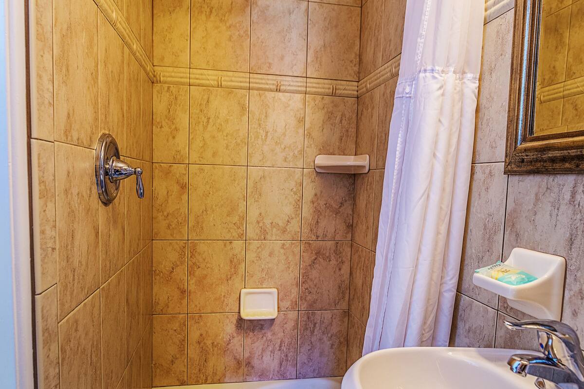 basic studio, 1 king bed with sofa bed, kitchenette | bathroom | towels