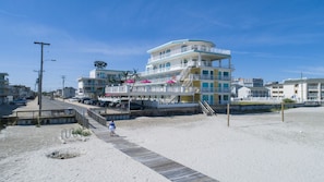 On the beach, white sand