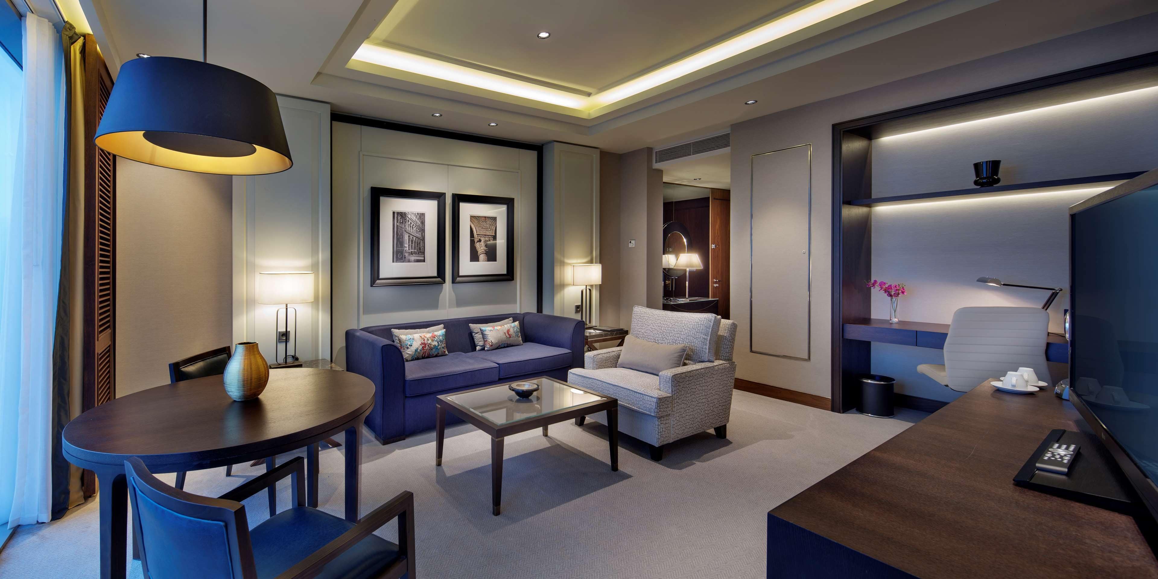 42-inch flat-screen TV with cable channels, TV, MP3 dock