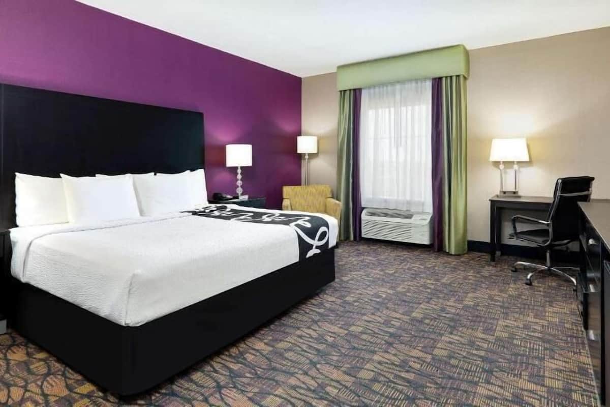 Premium bedding, desk, blackout drapes, iron/ironing board