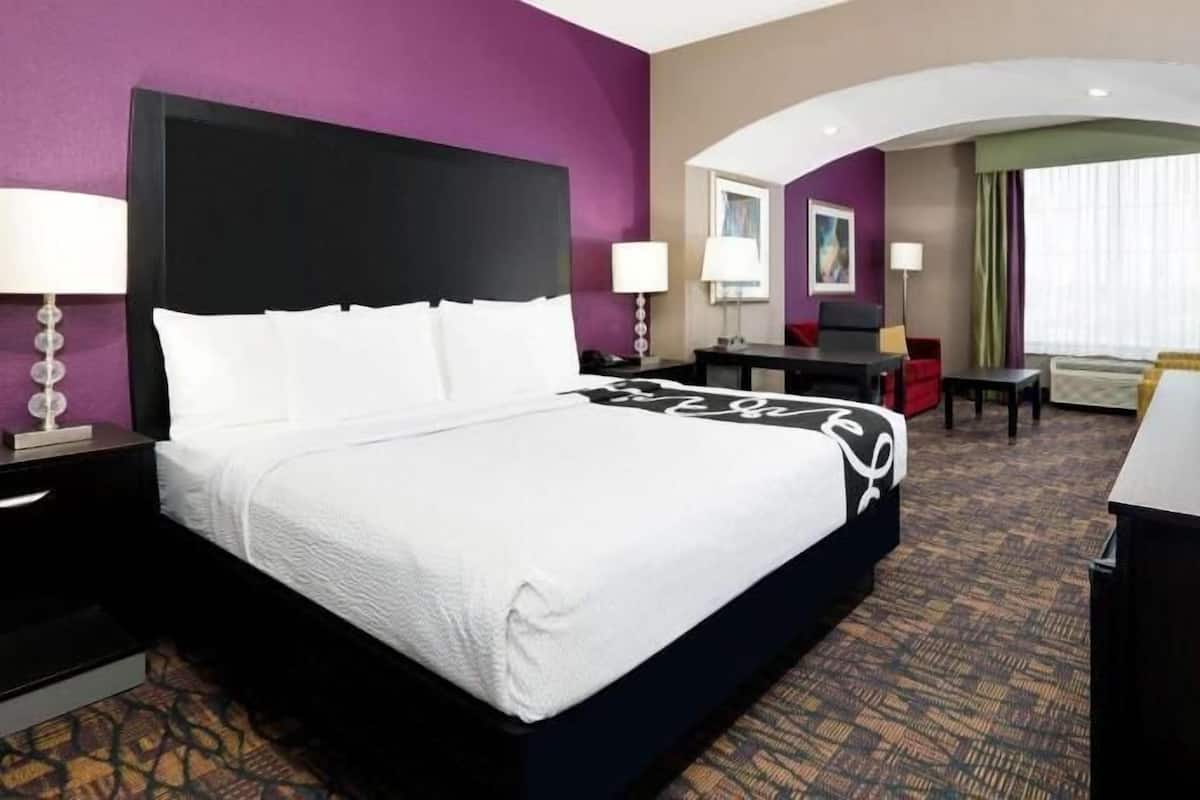 Premium bedding, desk, blackout drapes, iron/ironing board